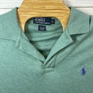 Polo Ralph Lauren Shirt Men's Heather‎ Green Cotton Golf Polo Logo Sz Lg